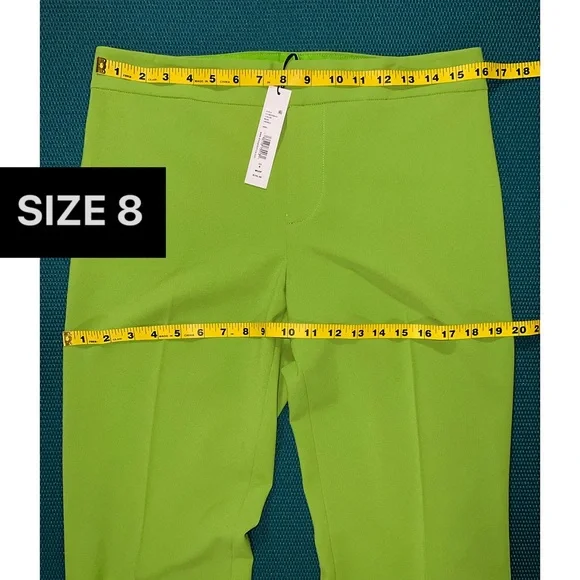 Alice + Olivia Livi Parrot Green Straight Leg Trouser Pant
